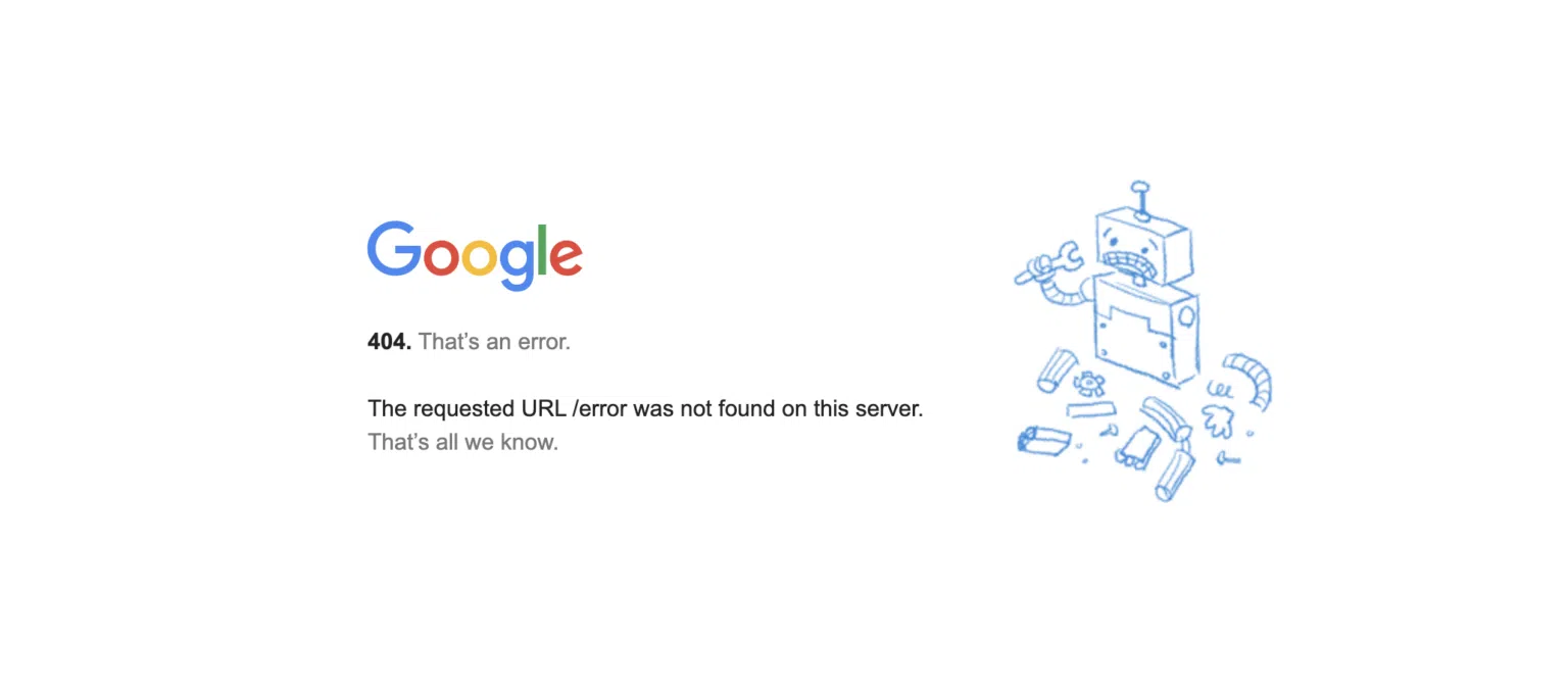 エラー（404）ページ 10の例 - Google