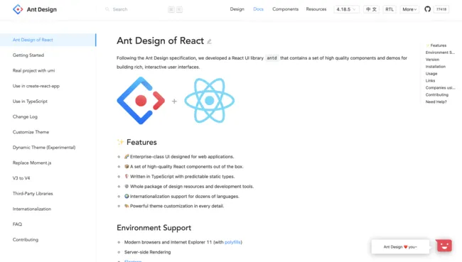 Ant design おすすめの Reactコンポーネントライブラリ