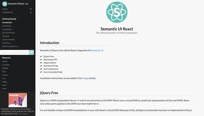 Semantic UI Reactライブラリ uxpin