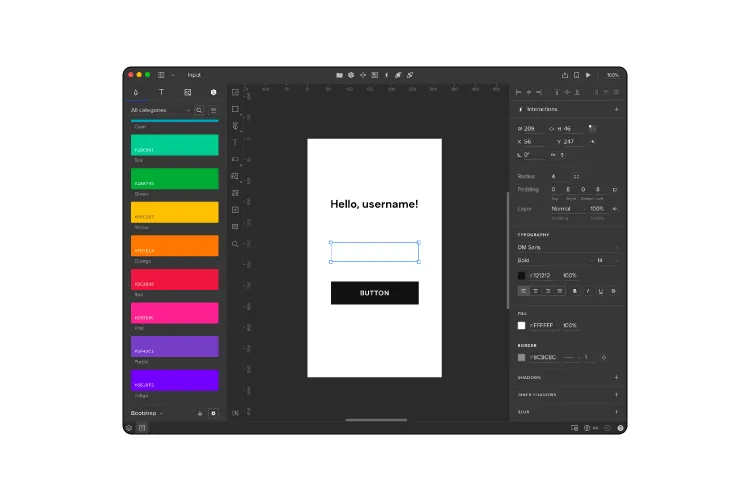 uxpin design color mobile