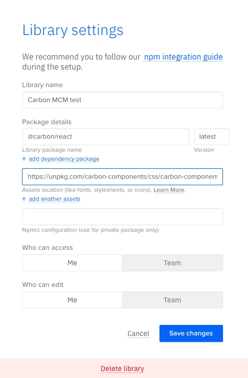 Carbon npm package