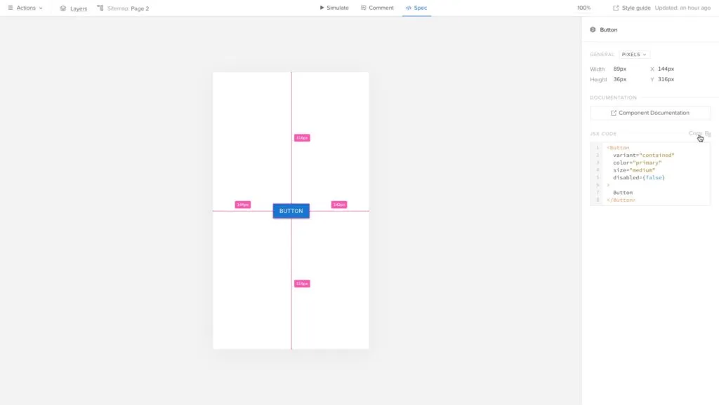 spec mode in uxpin min