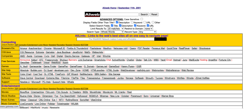 90年代 のWebサイト - 主な特徴および事例 - ナビゲーション