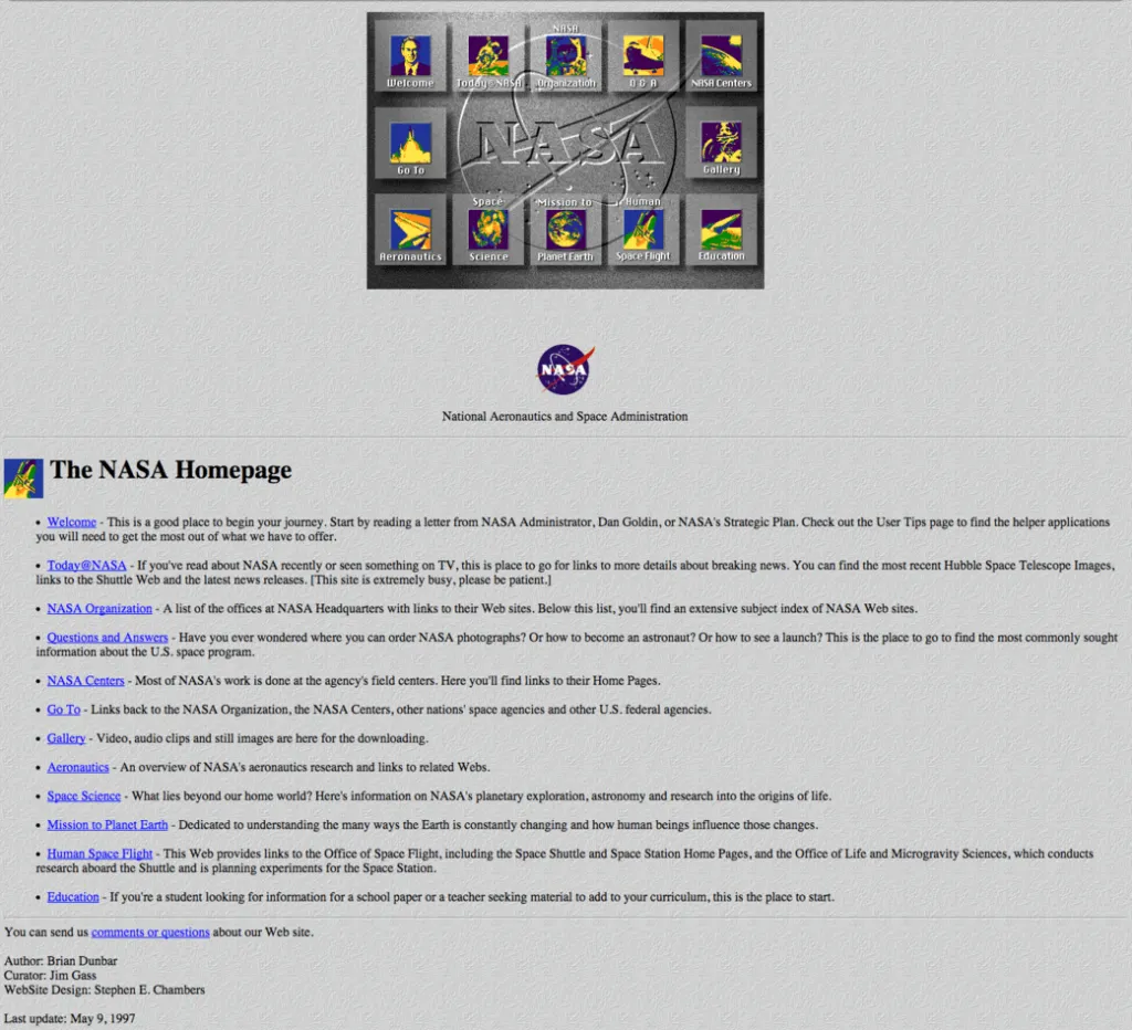  ９０年代 のWebサイト - 主な特徴および事例 - NASAのデザイン