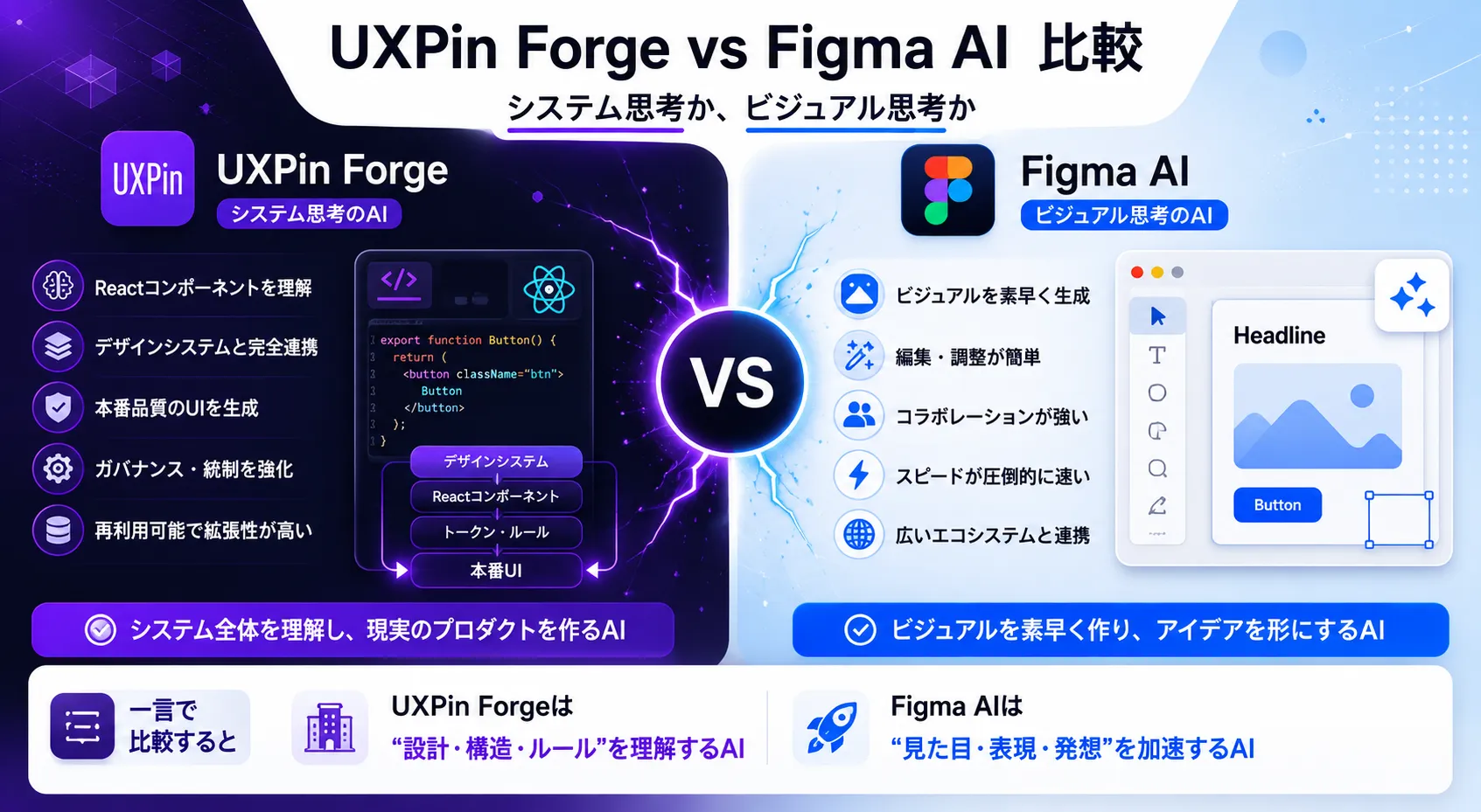 UXPin Forge vs Figma AI｜AI時代のデザインシステムはどちらが強いのか？